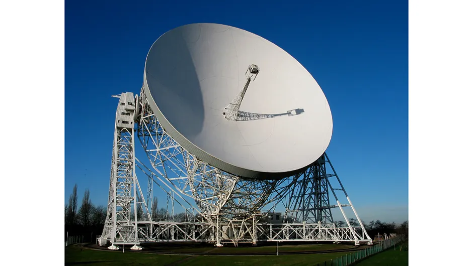 The famous Lovell telescope at Jodrell Bank is one of many comprising the Multi-Element Radio Linked Interferometer Network (MERLIN) across England. Credit: University of Manchester
