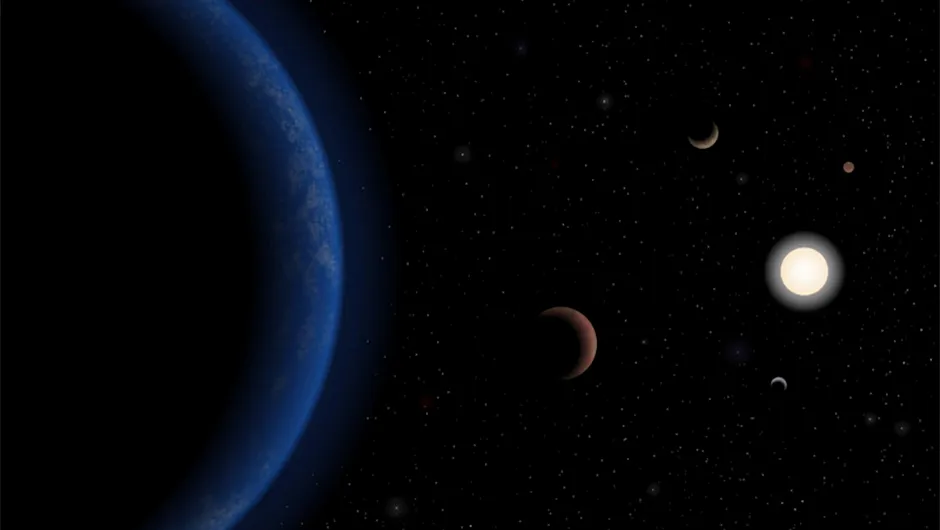 An artist's impression of the four exoplanets in orbit around Tau Ceti. Credit: NASA/JPL-Caltech