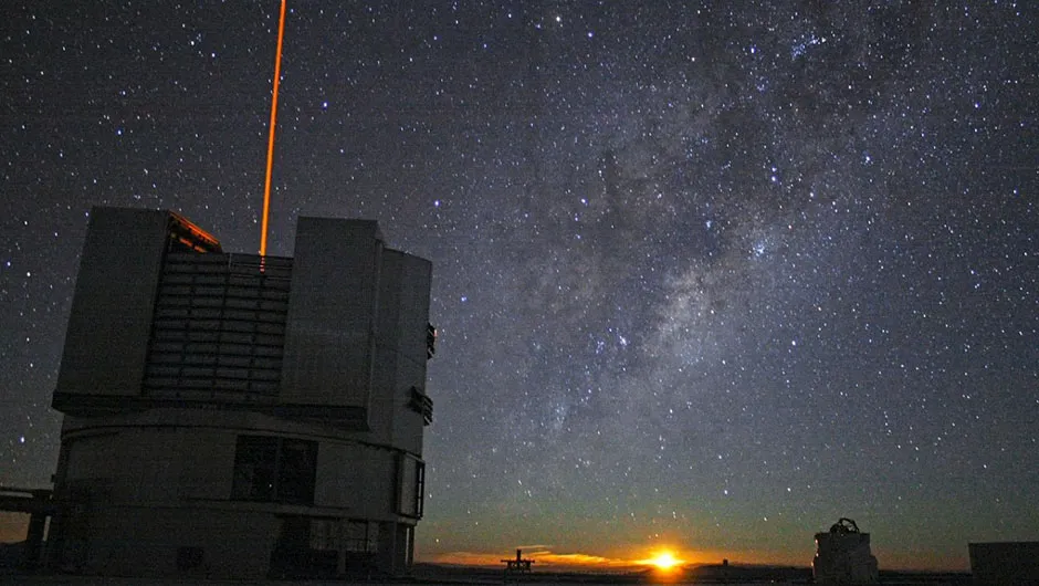 Unit Telescope 4 of the Very Large Telescope in the Chilean Atacama desert. Perfect dark skies for observing the early Universe. Credit: F. Char/ESO