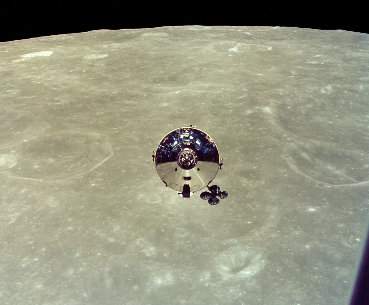 ‘Charlie Brown’ just after undocking for Apollo 10’s landmark approach to the Moon. Credit: NASA