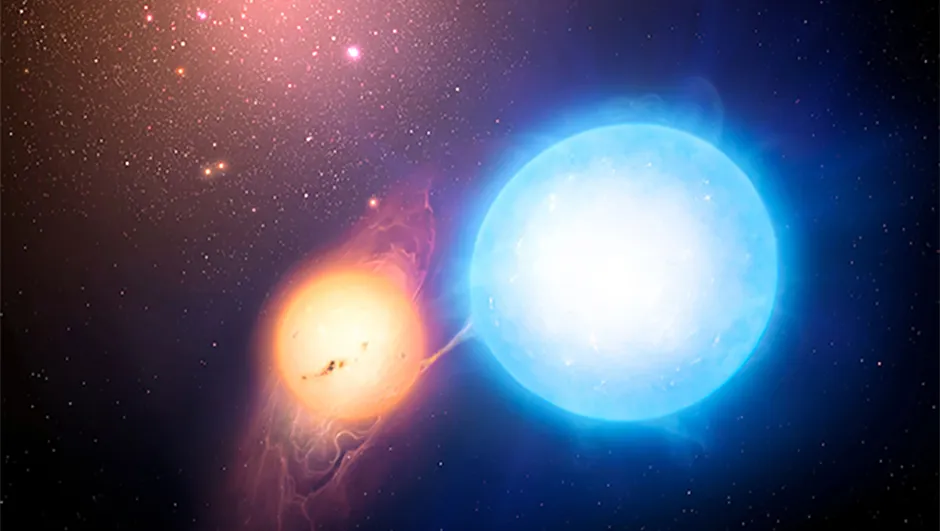 An illustration of a binary star system. Credit: Mark A. Garlick/University of Warwick