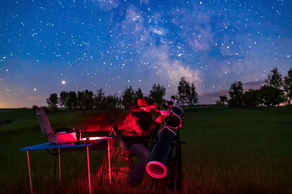 Using red lights at your observing site will help retain your dark-adapted vision. Credit: Photo by: Alan Dyer/VW PICS/Universal Images Group via Getty Images)