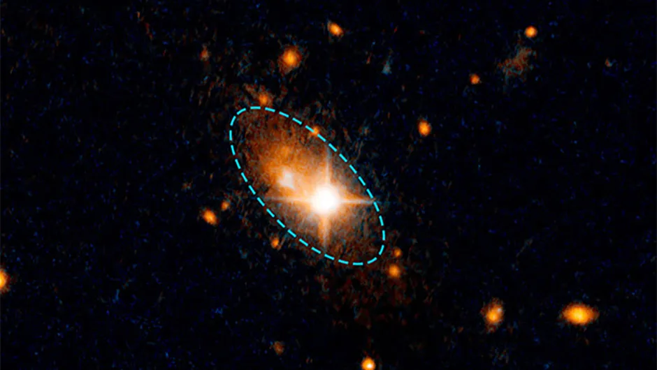 A Hubble Space Telescope image showing a quasar offset from its host galaxy. Image Credit: NASA, ESA, and M. Chiaberge (STScI and JHU)