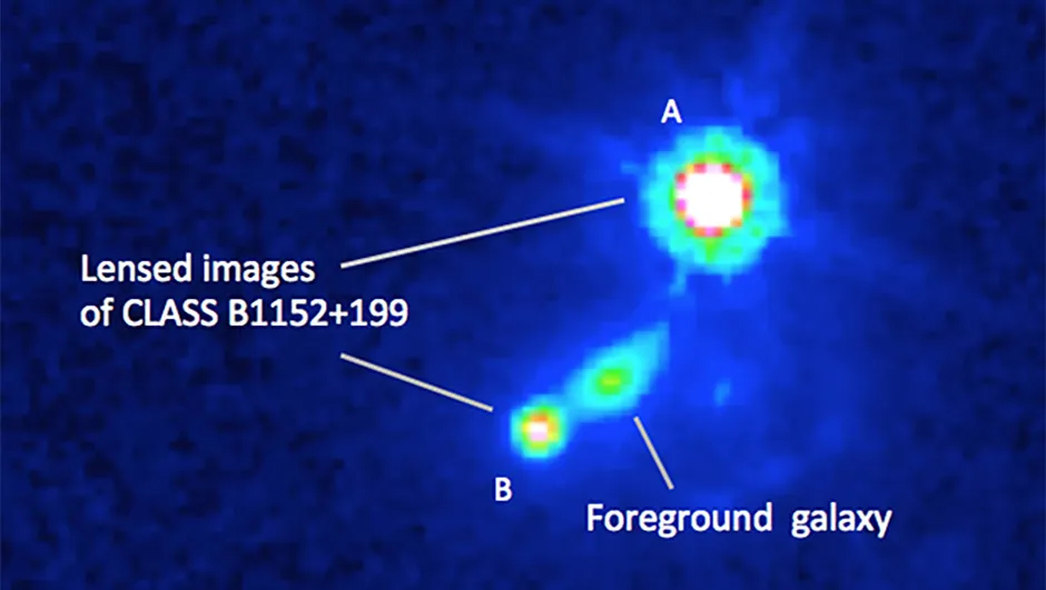 A Hubble Space Telescope image of the galaxy and gravitationally-lensed images.Credit: Mao et al., NASA