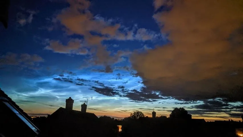 Noctilucent clouds captured by Owen Lowery, Newcastle upon Tyne, 9 June 2019. Equipment: Google Pixel smartphone.