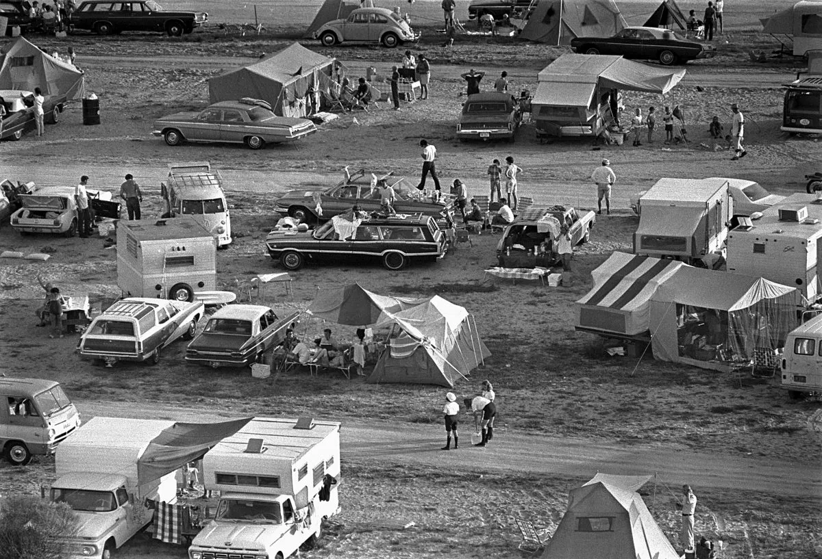 Spectators camp out near Kennedy Space Center to watch the launch of Apollo 11. Credit: NASA