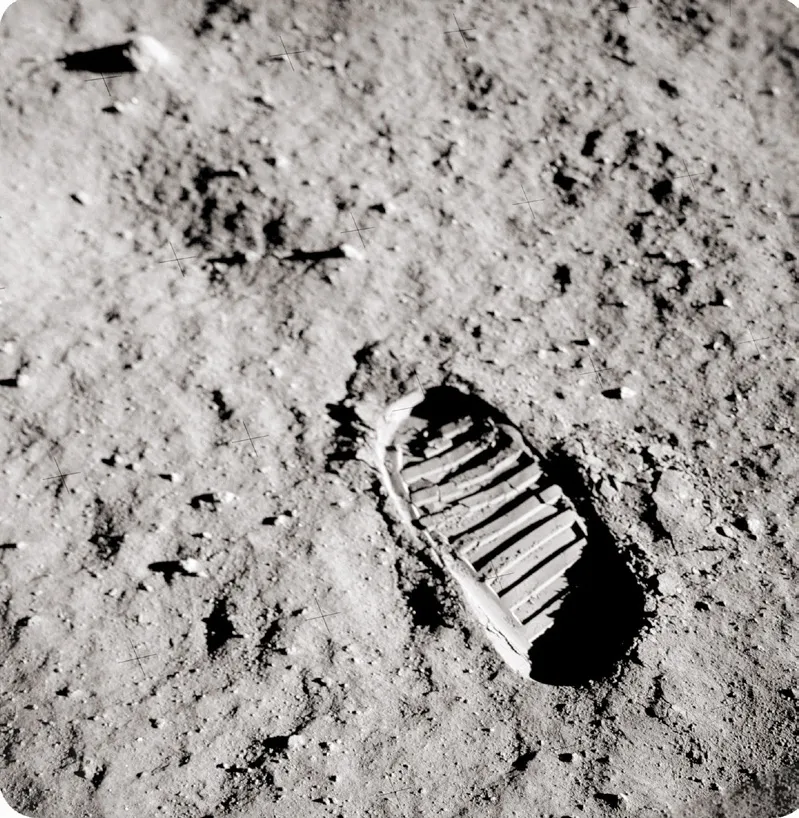 Buzz Aldrin's famous footprint on the Moon