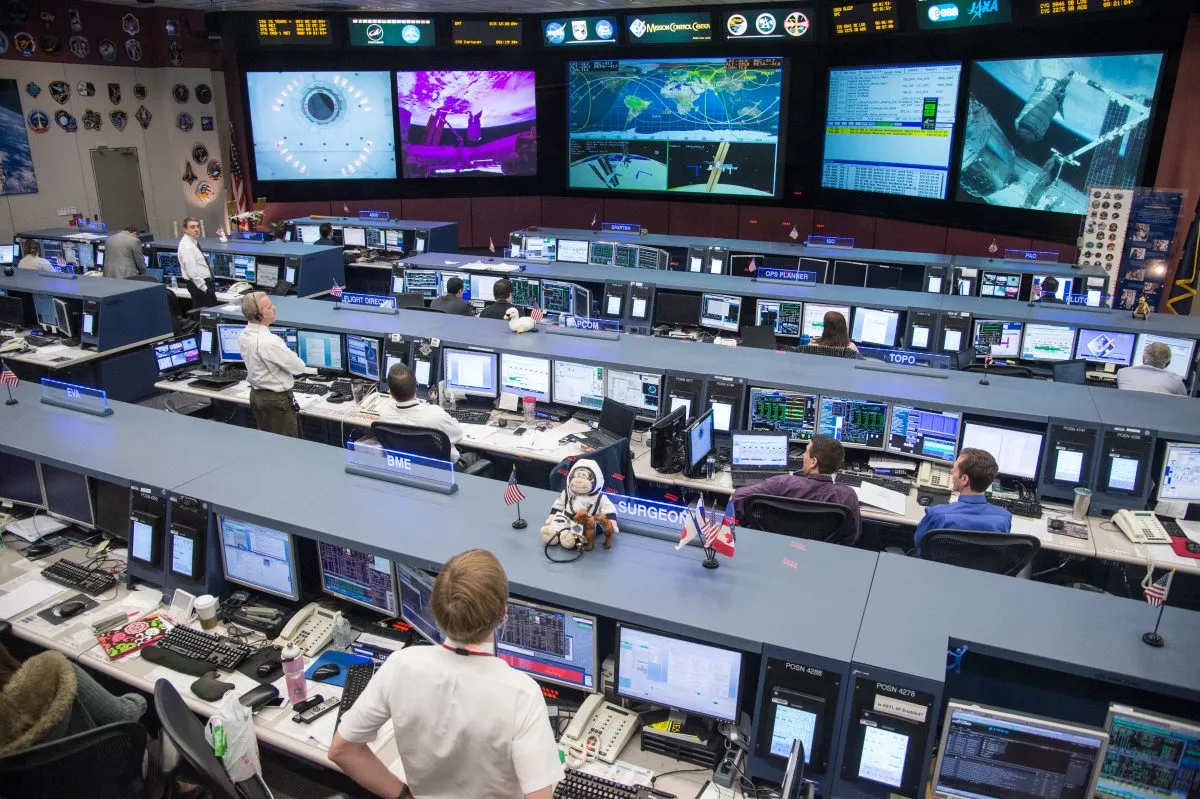 Mission control at Johnson Space Centre, as it appears today. This image was captured on 12 January 2014 as flight controllers supported the delivery of equipment to the International Space Station. Credit: NASA
