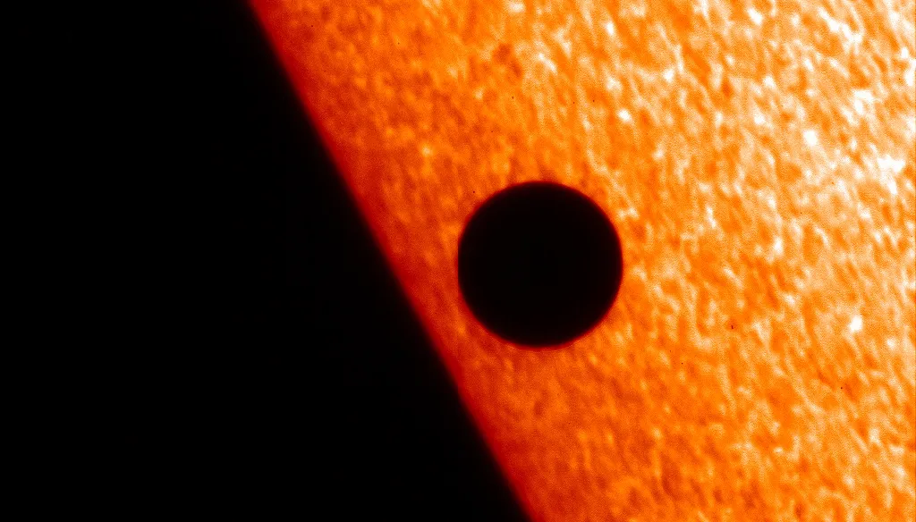 Mercury passing in front of the Sun captured in 2006 by the Solar Optical Telescope. Credit: Hinode JAXA/NASA/PPARC