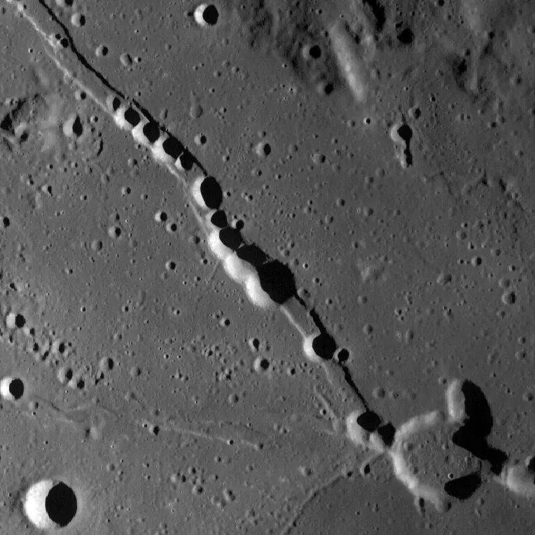 Rima Hyginus, as seen by the Lunar Reconnaissance Orbiter. Credit: NASA_(LRO)