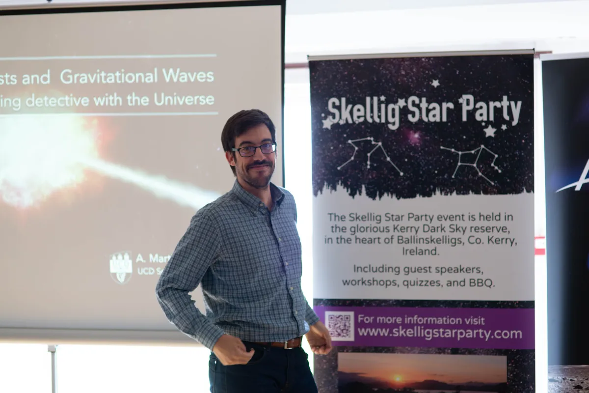 Martin Carillo during his talk on the Universe at Skellig Star Party 2019. Credit: Roy Stewart