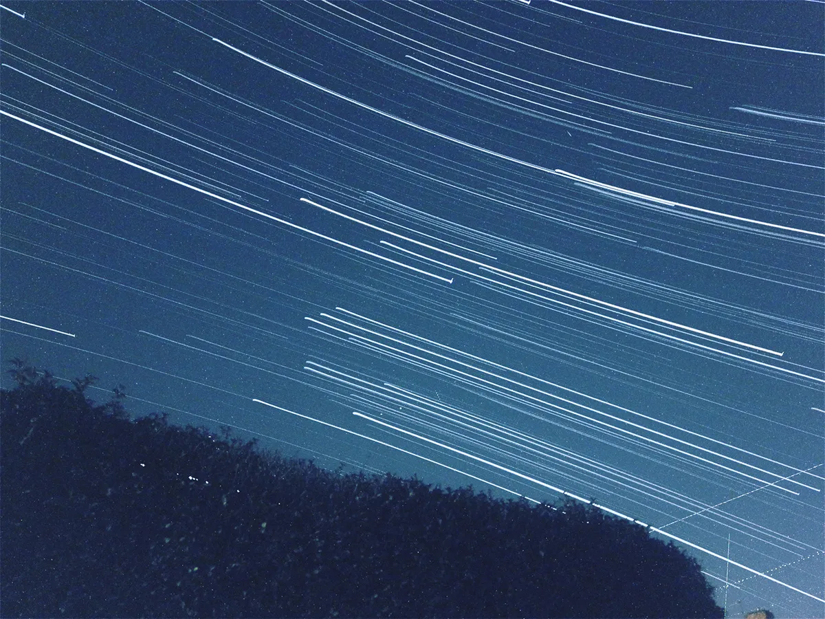 Star trails streaking across the night sky