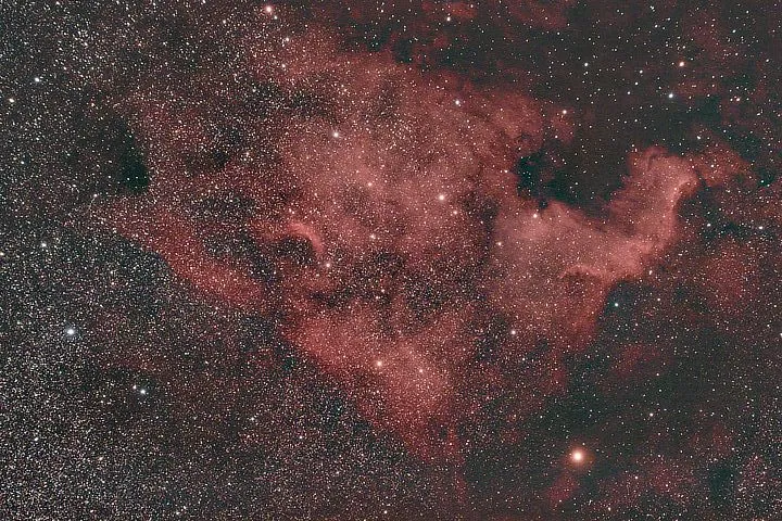 The North America Nebula Paul Gordon, Rochford, 22 July 2019. Equipment: Canon EOS 60Da DSLR camera, Borg 77EDII refractor, Sky-Watcher HEQ5 Pro SynScan mount.