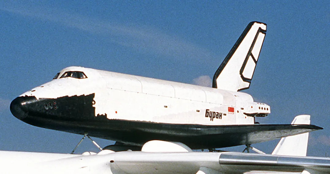 The Buran pictured at the 38th Paris International Air and Space Show, 1989. Credit: Master Sgt. Dave Casey