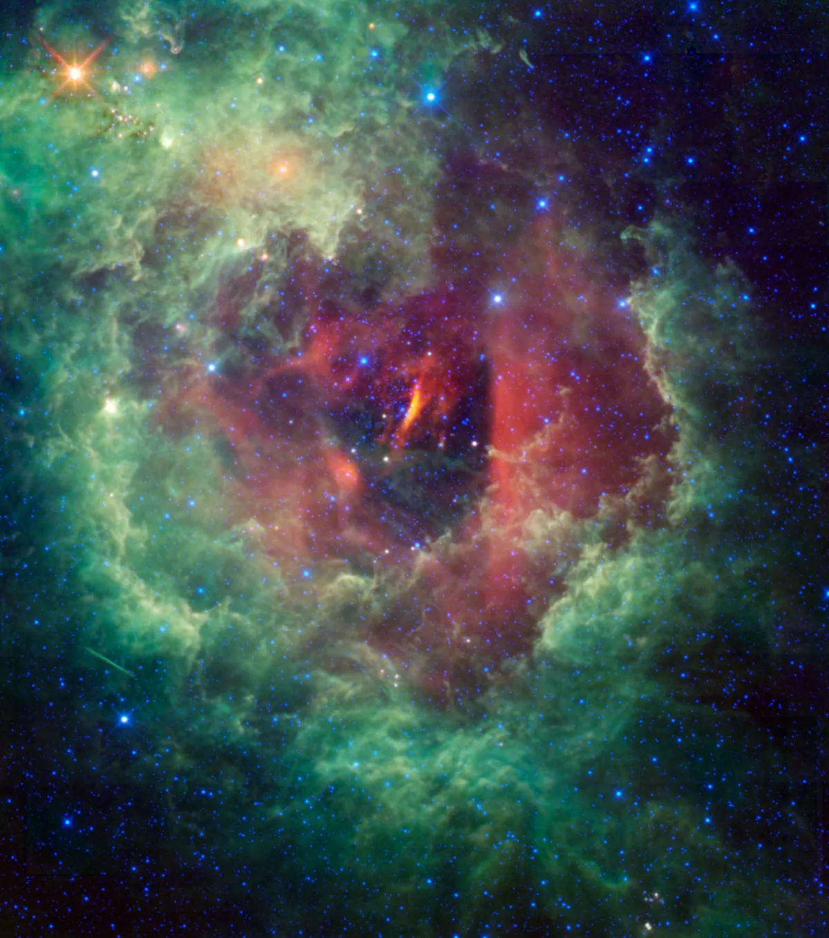 The Rosette Nebula, as seen by NASA's Wide-field Infrared Survey Explorer telescope.