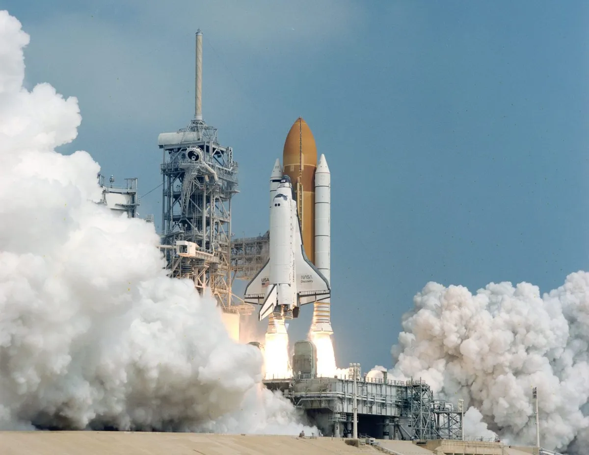 Space Shuttle Discovery launches from NASA Kennedy Space Center, 7 August 1997. Credit: NASA