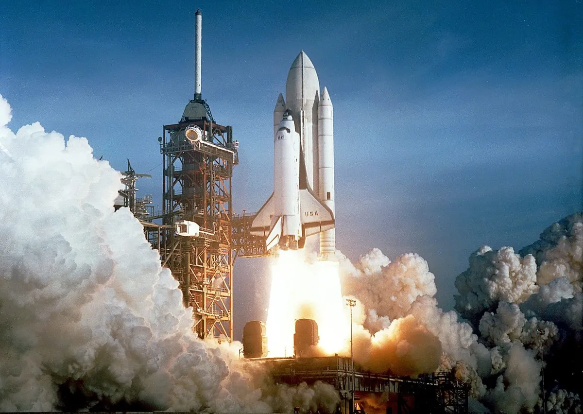 Space Shuttle Columbia during its first launch, 12 April 1981. Credit: NASA