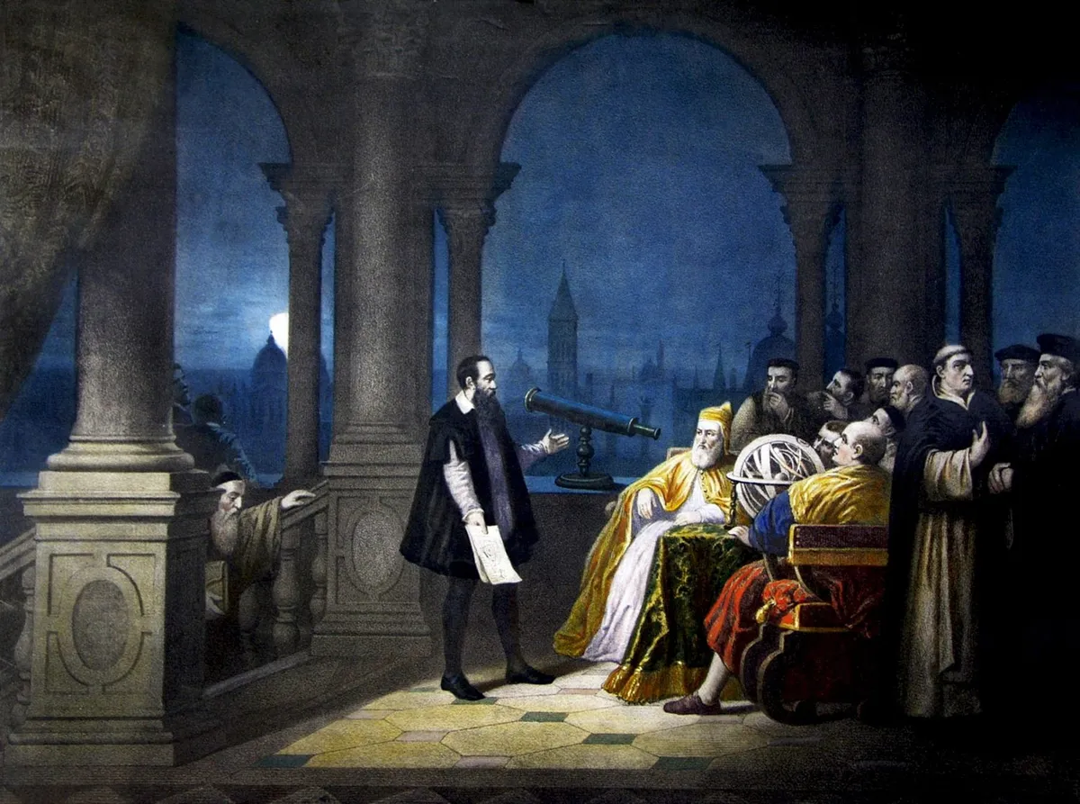 Galileo shows the Doge Leonardo Dona his telescope. From a painting by H. J. Detouche (Photo by Universal History Archive/Getty Images)