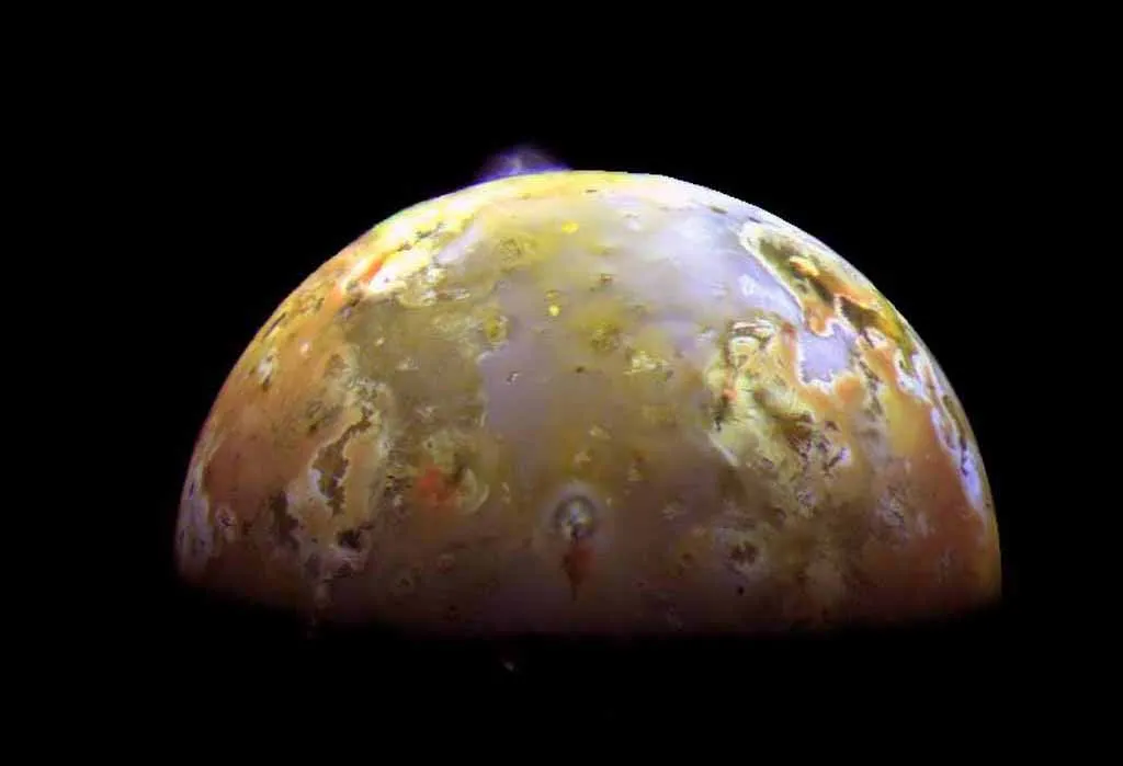 An erupting volcano on Jupiter's moon Io. Credit: NASA/JPL