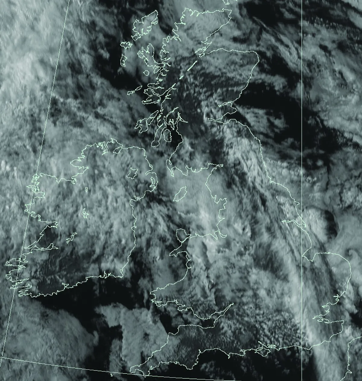 An astronomer’s nightmare: a Met Office infrared image showing clouds across the UK.