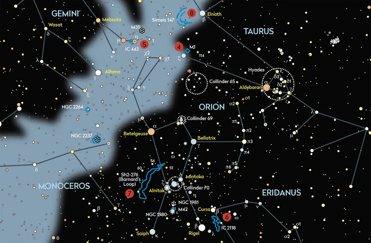 Supernova remnant observing guide. Credit: BBC Sky at Night Magazine