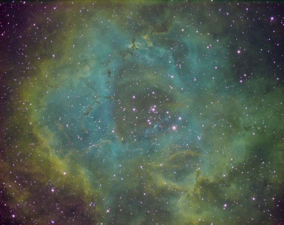 The Rosette Nebula Kevin Hearn, Bury St Edmunds, Suffolk, 21, 23, 24 February 2019 Equipment: Atik 460ex mono camera, Sky-Watcher Evostar ED80 Pro refractor, Sky-Watcher NEQ6 Pro mount.