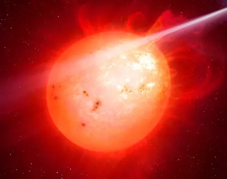 A red dwarf star. Credit: M. Garlick/Univearsity of Warwick, ESA/Hubble