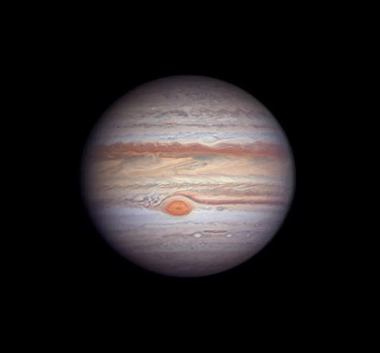 Jupiter through a 14-inch Schmidt-Cassegrain. Credit: Rouzbeh Bidshahri