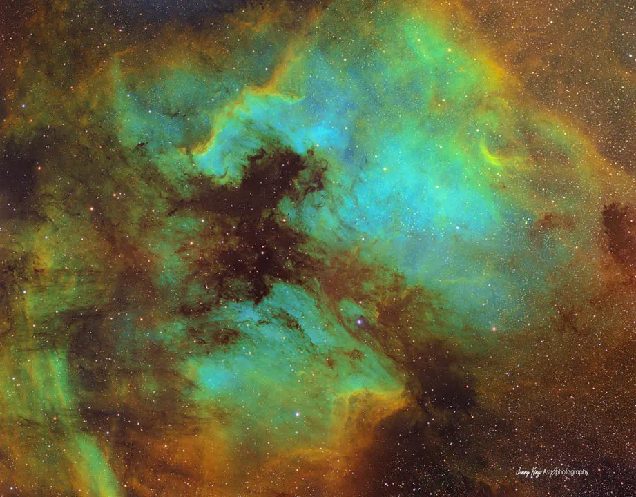 North America and Pelican Nebulae, Jenny King, Kent, 25 August–8 September 2019 Equipment: QSI 690 CCD camera, TS Optics TSQ-71ED quadruplet flatfield refractor, Sky-Watcher EQ6 mount