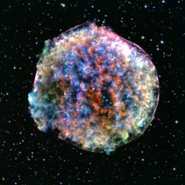 Supernova remnant Tycho Chandra X-ray Observatory and Sloan Digital Sky Survey, 17 October 2019 CREDIT: X-ray: NASA/CXC/RIKEN & GSFC/T. Sato et al; Optical: DSS