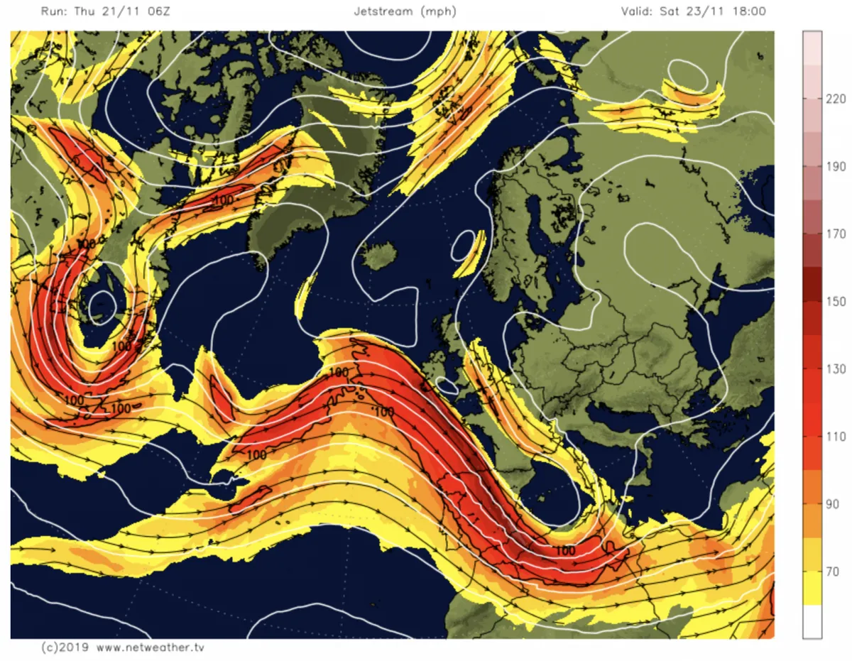 Map of the Jet stream