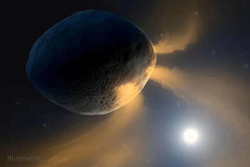 Illustration showing asteroid Phaethon being heated by the Sun. Credit: NASA/JPL-Caltech/IPAC