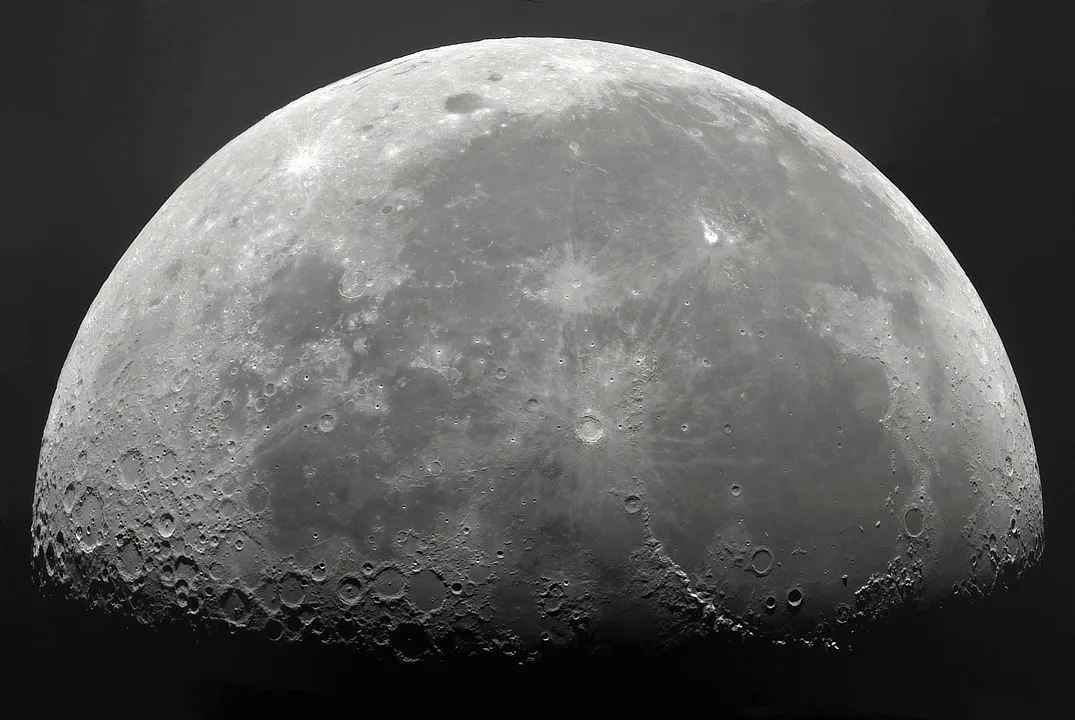 Moon mosaic Hugh Bellamy, Aberkenfig, South Wales, 21 September 2019. Equipment: ZWO ASI 120MC camera, Sky-Watcher 254mm Newtonian, EQ6 Syntrek mount
