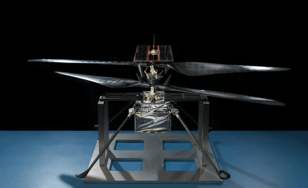 A photo of NASA's Mars Helicopter, which will travel on the Mars 2020 rover and explore the Red Planet. Credit: Image credit: NASA/JPL-Caltech