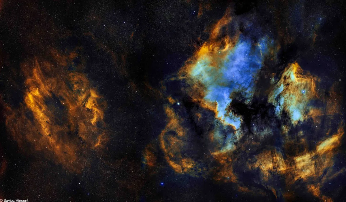 12 - NGC7000 region Vincent Savioz, Ayent, Switzerland, 1–8 May 2019 Equipment: ZWO ASI 1600MM camera, TS-Optics 100mm quadruplet apo refractor, Sky-Watcher EQ6 Pro mount