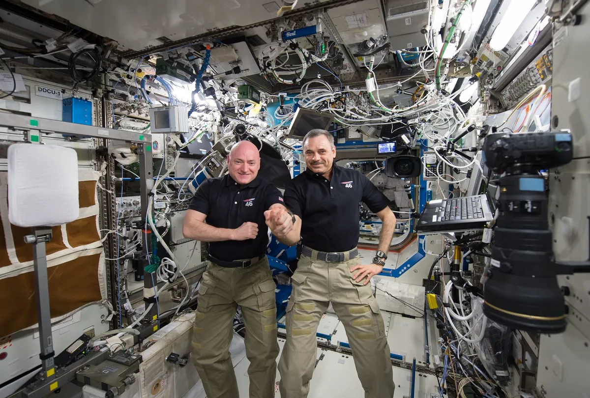 Scott Kelly (left) and Mikhail Kornienko (right) on board the ISS during their year in space. Credit: NASA