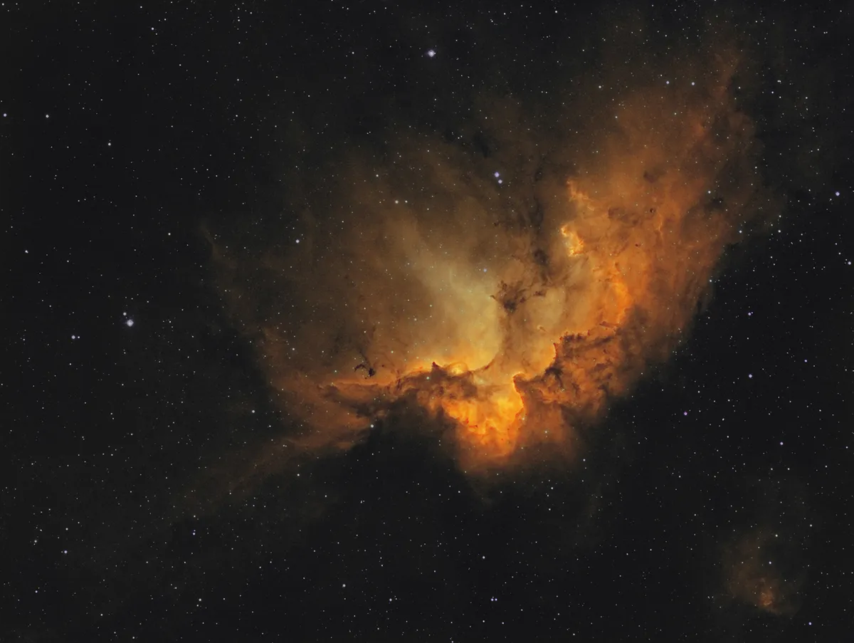 The final Wizard Nebula image with the recombined stars. Credit: Steve Richards