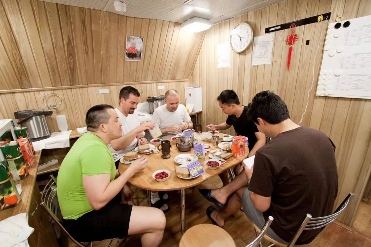 The Mars500 crew enjoying breakfast together. Credit: ESA/Mars500 crew