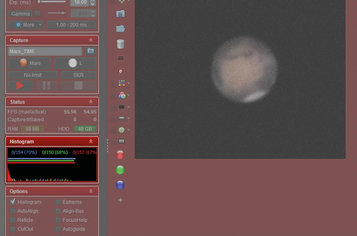 Image Mars using filters. Credit: Pete Lawrence