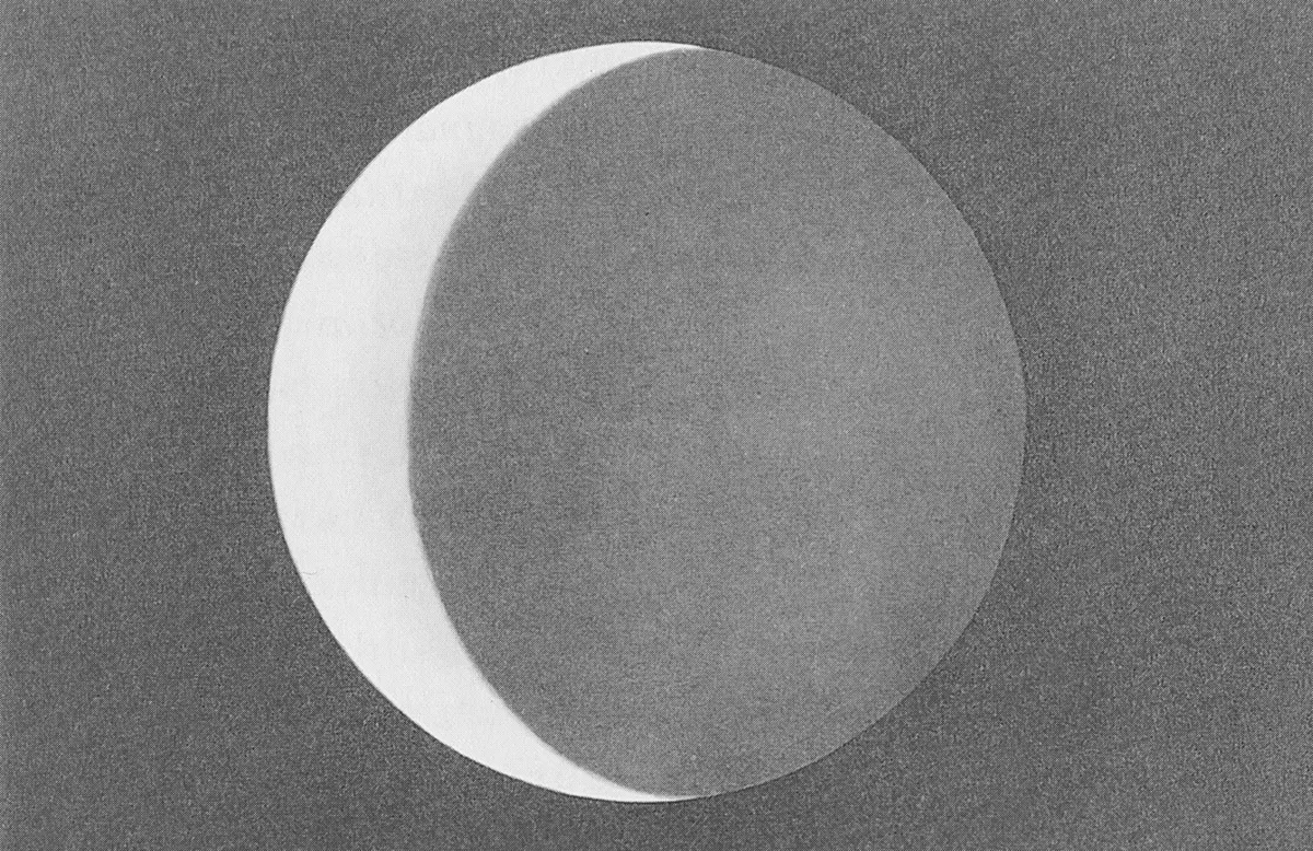 Patrick Moore claimed to have observed the ashen light with his 15-inch reflector, resulting in this sketch – the brightness of which he enhanced for clarity. Drawing from the archive of the Sir Patrick Moore Heritage Trust/courtesy of the Executors.