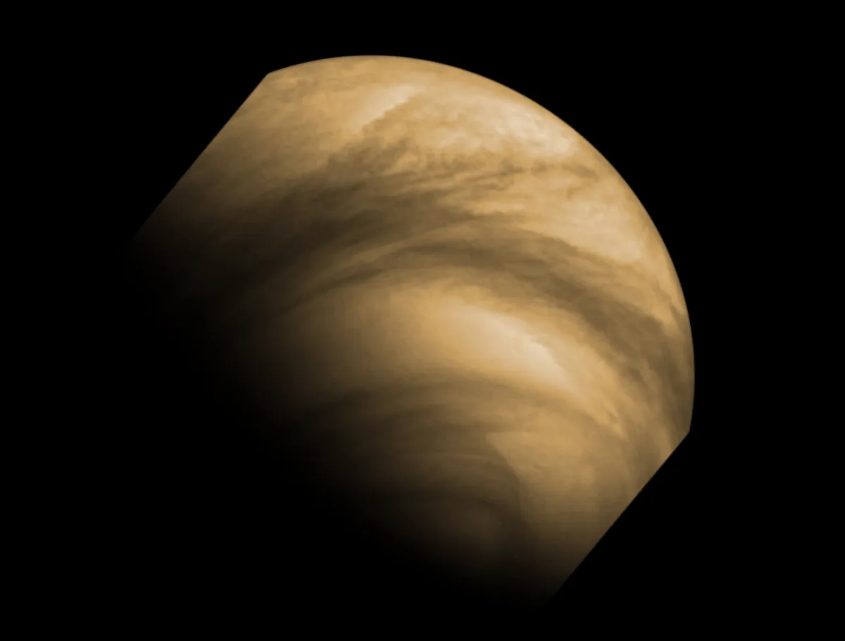 A false-colour image of cloud tops captured by Venus Express from a distance of 30,000km on 8 December 2011. Credit: ESA/MPS/DLR/IDA