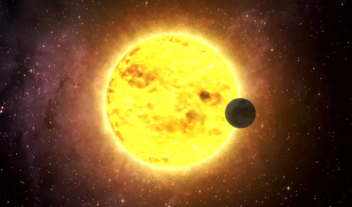 A planet transits in front of its star.