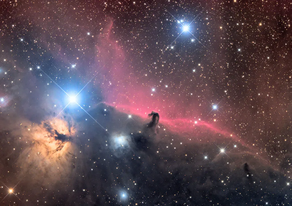 You could also include the Horsehead and Flame Nebulae in your Christmas fairylights constellation. Credit: Adam Jeffers