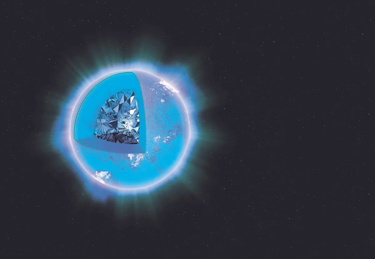 An artist’s impression of Lucy, a star with a heart of glass. Credit: Science Photo Library