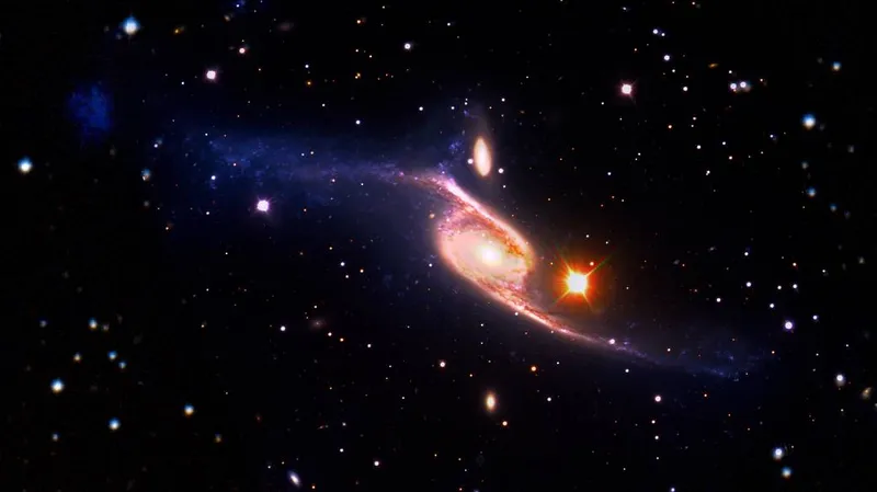 NGC 6872 is the largest known spiral galaxy in the Universe. Credit: NASA/ESO/JPL-Caltech/DSS