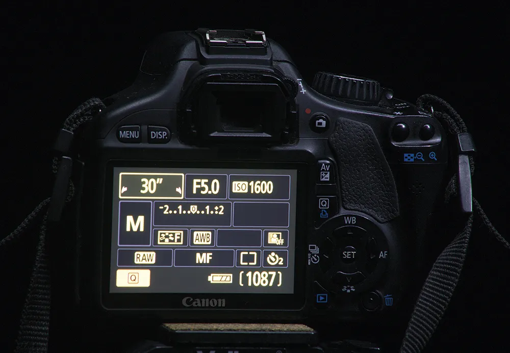 Set exposure length, aperture and ISO