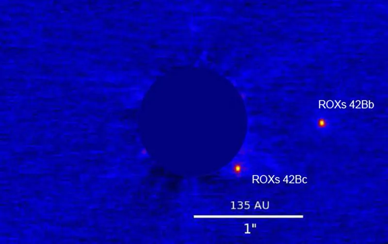 Image of ROXs 42Bb, a candidate for one of the biggest planets in the Universe, imaged by the Keck Telescope. Credit: Thayne Currie et al.
