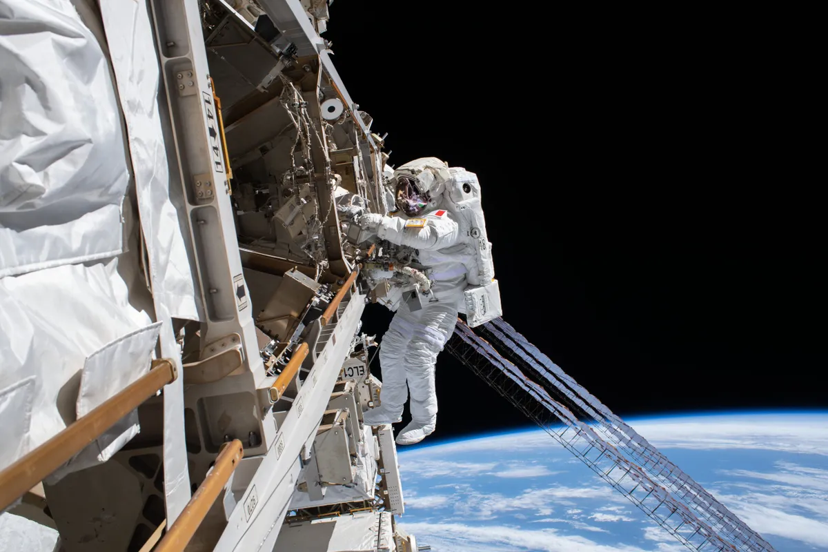 ESA astronaut Luca Parmitano during a spacewalk outside the International Space Station, 25 January 2020. Credit:NASA