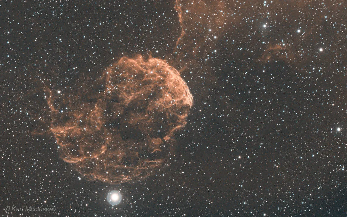 Jellyfish Nebula Karl McCluskey, Castleford, West Yorkshire, 17 January 2020 Equipment: Altair Hypercam 183m Pro Tec camera, William Optics GT71 apo triplet refractor, Celestron AVX mount