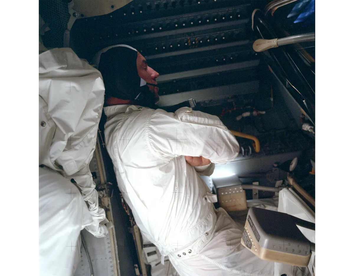 Jim Lovell tried to sleep during the tense return journey to Earth. Credit: NASA